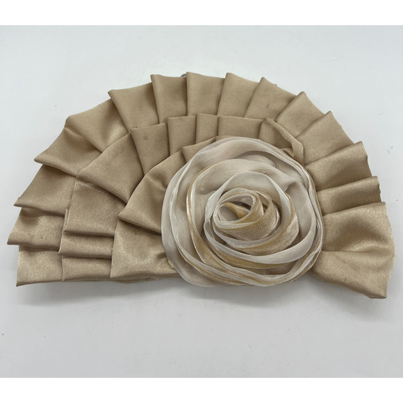 Bijoux Terner Handbags - Bijoux Terner Gold Mesh Layered Ruffle Flower Clutch Evening bag no strap